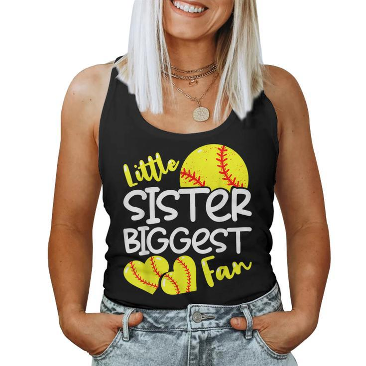 Softball Little Sister Biggest Fan Women Tank Top