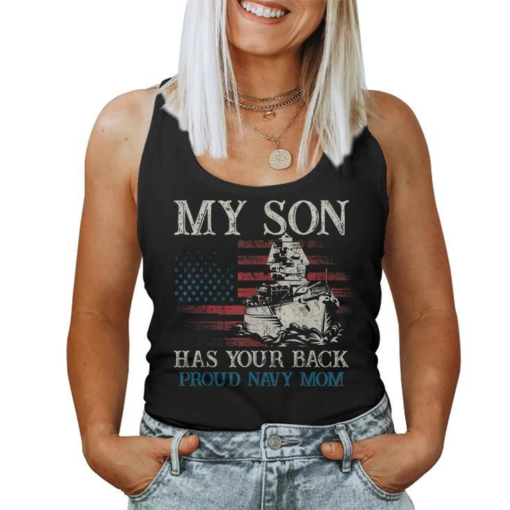 My Son Has Your Back Proud Navy For Mom Women Tank Top