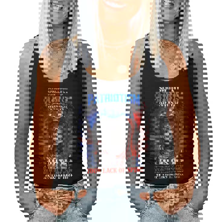 Sorry If My Patriotism Offends You Trust Me Sarcastic Skull Women Tank Top