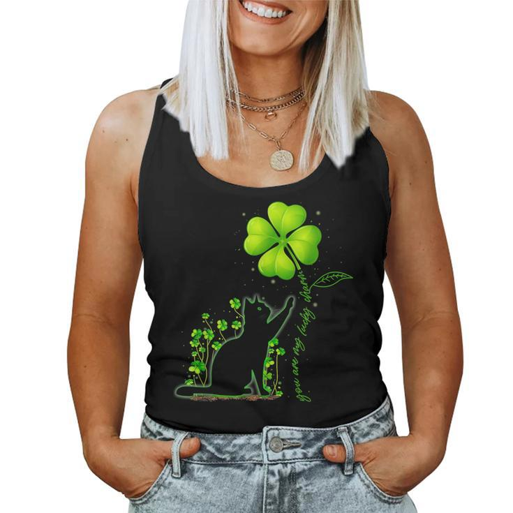 St Patricks Day Black Cat My Lucky Charm Shamrock Women Girl  Women Tank Top Basic Casual Daily Weekend Graphic
