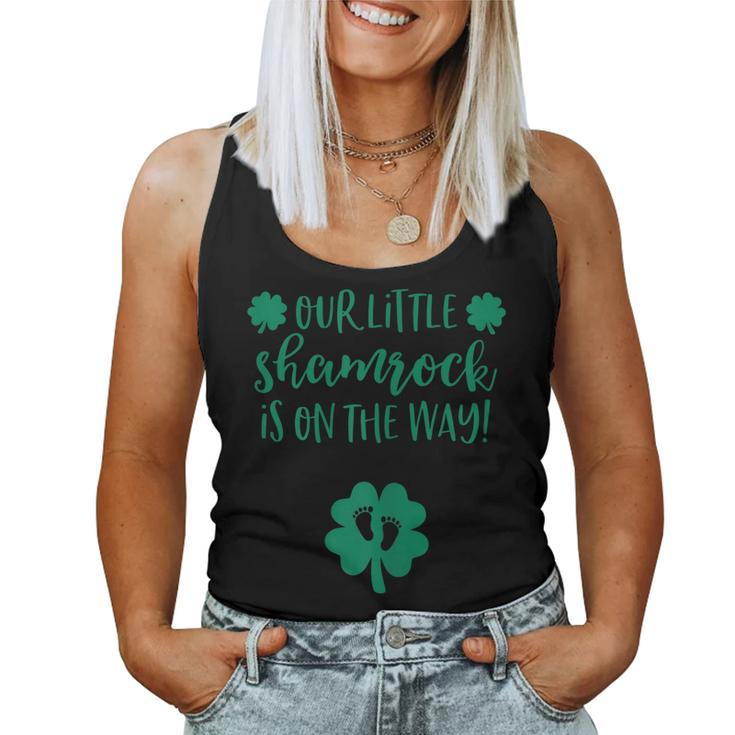 Womens St Patricks Day Pregnancy Announcement Shirt Little Shamrock Women Tank Top
