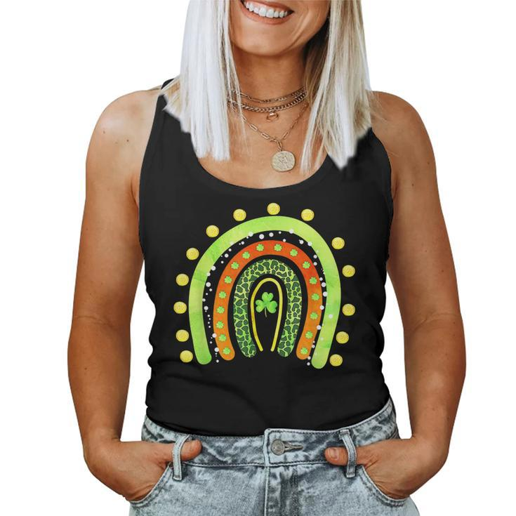 St Patricks Day Rainbow Lucky Shamrocks  V2 Women Tank Top Basic Casual Daily Weekend Graphic