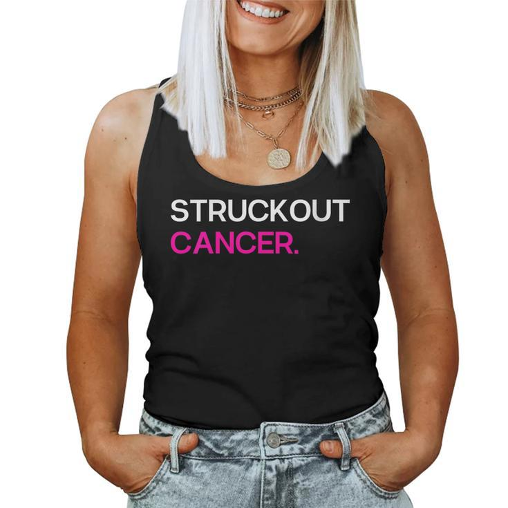 Womens Struckout Cancer Baseball Pink Cancer Support Awareness Women Tank Top