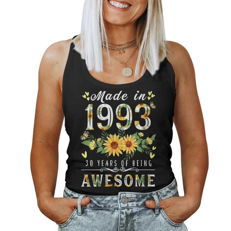 Womens Sunflower 30Th Birthday For Women Floral Best Of 1993 Women Tank Top