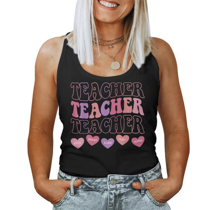 Teacher Hearts Valentines Day Girls Women Teachers Women Tank Top