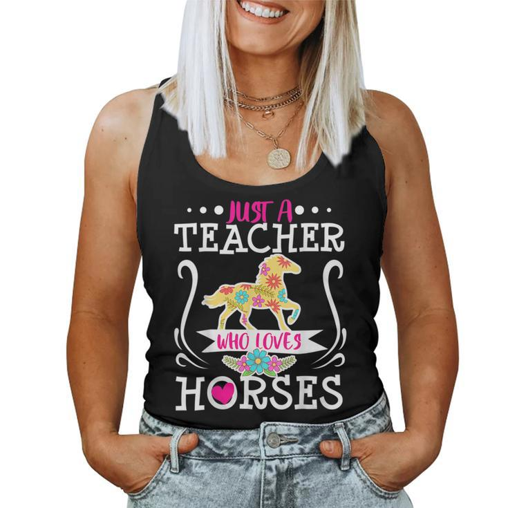 Teacher Who Loves Horses Horse Riding Equestrian Women Tank Top