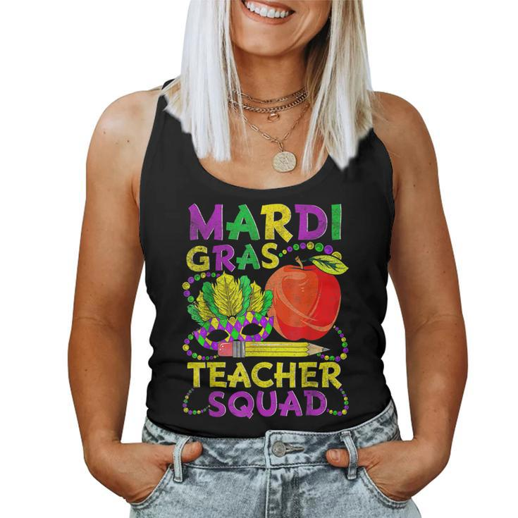 Teacher Mardi Gras 2023 Teacher Squad Family Matching Funny  Women Tank Top Basic Casual Daily Weekend Graphic