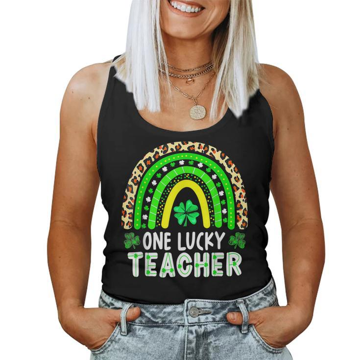 Teacher St Patricks Day Rainbow One Lucky Teacher  Women Tank Top Basic Casual Daily Weekend Graphic
