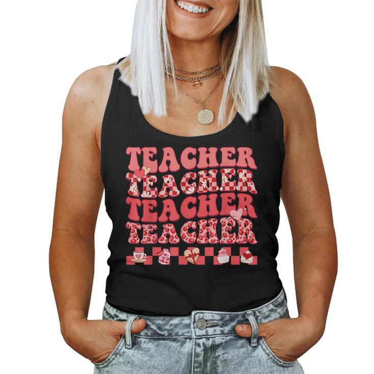 Teacher Valentines Day Hippie Sweet Heart Teacher Womens  Women Tank Top Basic Casual Daily Weekend Graphic