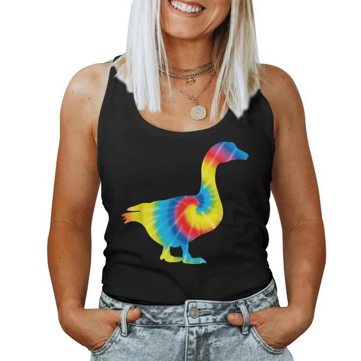 Tie Dye Goose Rainbow Print Waterfowl Hippie Peace Gift  Women Tank Top Basic Casual Daily Weekend Graphic