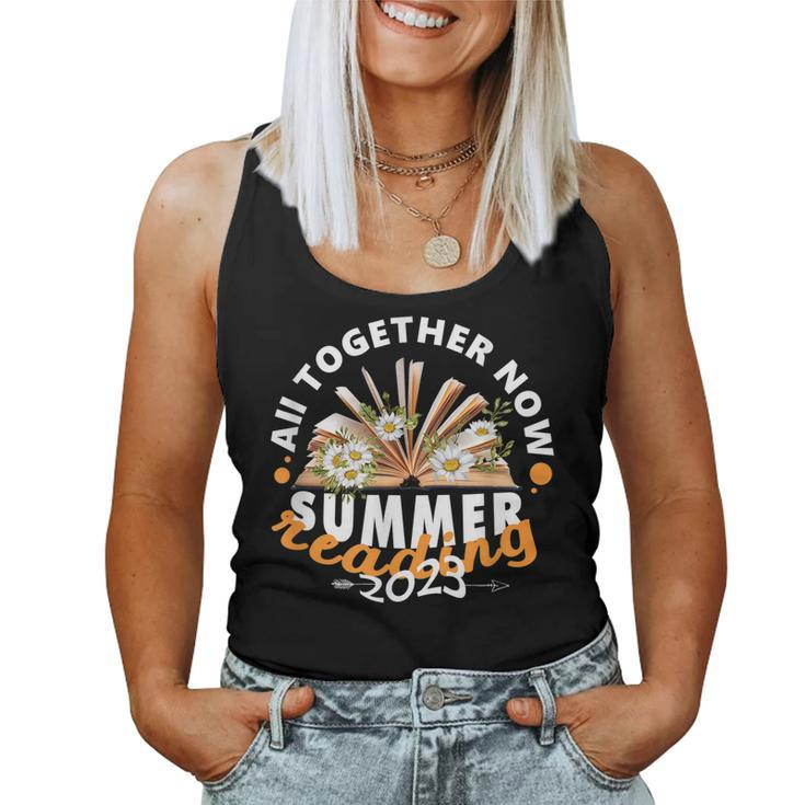 All Together Now Summer Reading 2023 Retro Flower Book Lover Women Tank Top