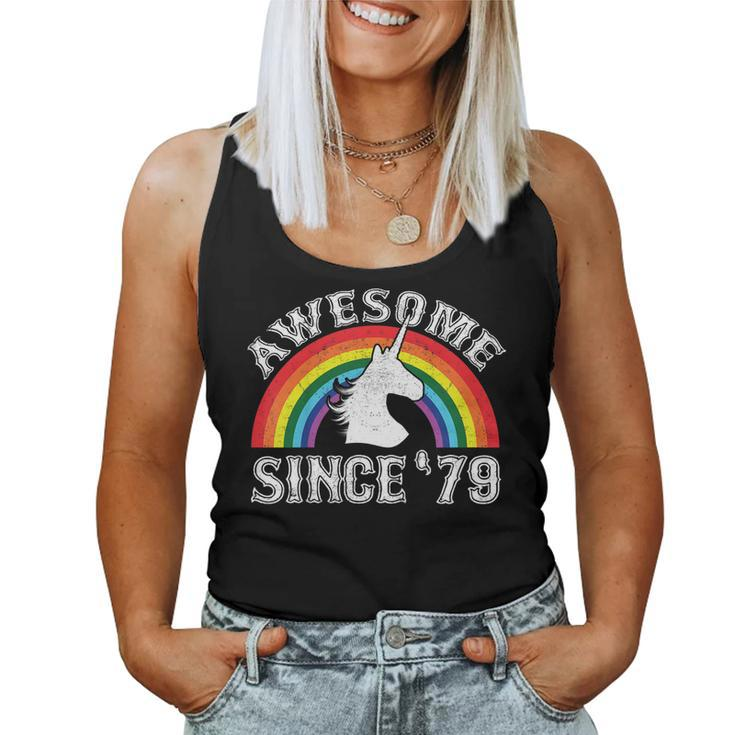 Unicorn Rainbow 40Th Birthday Awesome Since 1979 Shirt Women Tank Top
