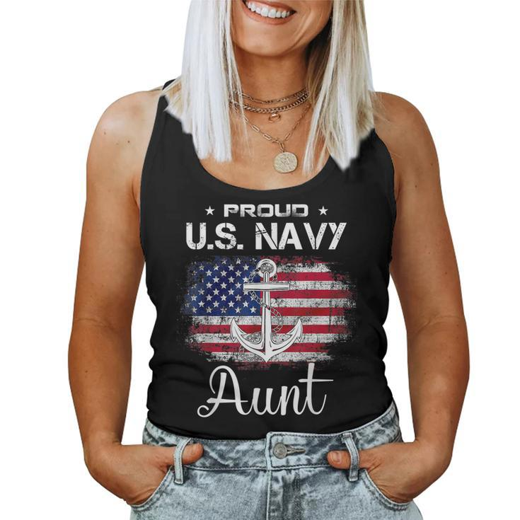 Us Na Vy Proud Aunt - Proud Us Na Vy Aunt For Veteran Day Women Tank Top Basic Casual Daily Weekend Graphic