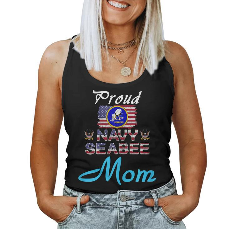Us Navy Seabee Veteran Proud Navy Seabee Mom Women Tank Top
