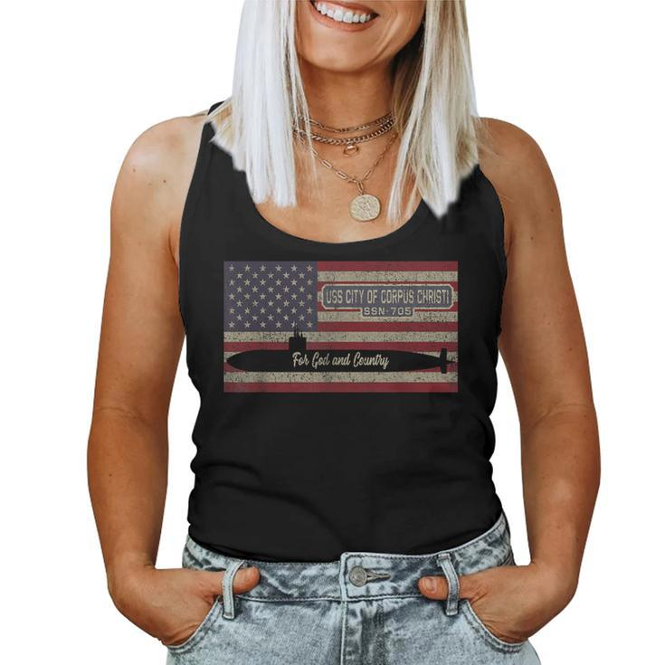 Uss City Of Corpus Christi Ssn-705 Submarine American Flag  Women Tank Top Basic Casual Daily Weekend Graphic