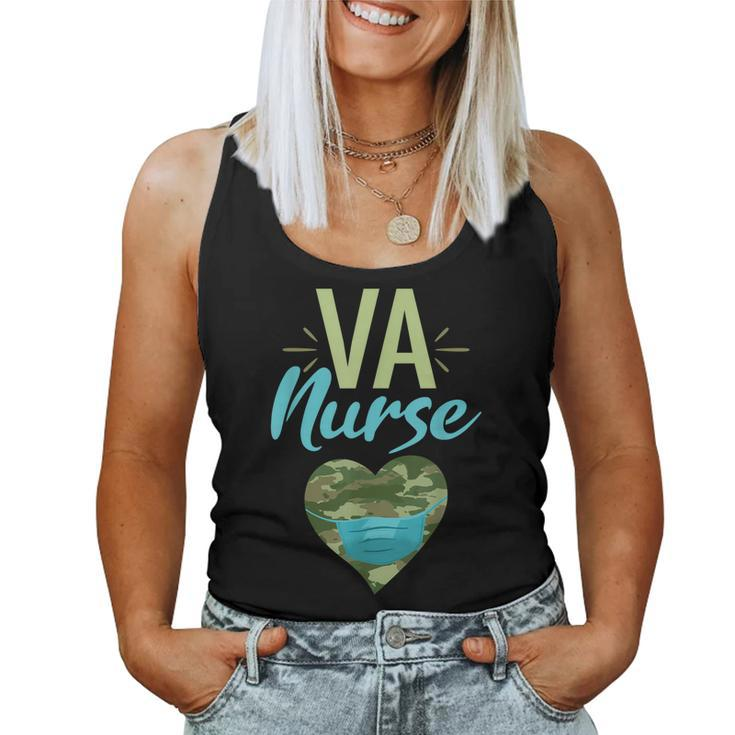 Va Nurse Heart Camouflage Camo Facemask Rn  Women Tank Top Basic Casual Daily Weekend Graphic