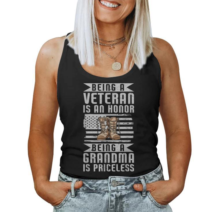 Veteran Honor Grandma Priceless American Veteran Grandma  Women Tank Top Basic Casual Daily Weekend Graphic
