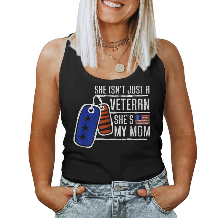 Veteran Shes My Mom | Usa Flag Proud American Veteran Mom  Women Tank Top Basic Casual Daily Weekend Graphic