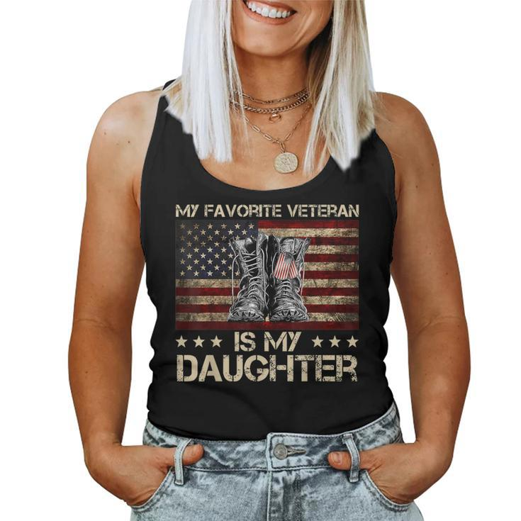 Veterans Day My Favorite Veteran Is My Daughter Proud Dad  Women Tank Top Basic Casual Daily Weekend Graphic