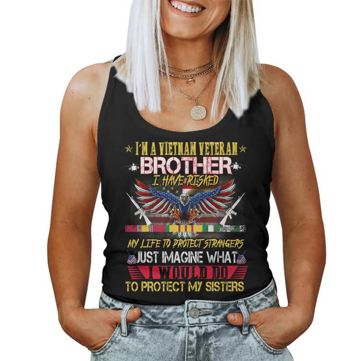 Vietnam Veteran  Sisters Proud Vet Brother Fathers Day   Women Tank Top Basic Casual Daily Weekend Graphic