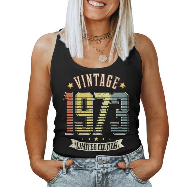 Vintage 1973 Birth Year Limited Edition 50 Years Old Gifts  Women Tank Top Basic Casual Daily Weekend Graphic
