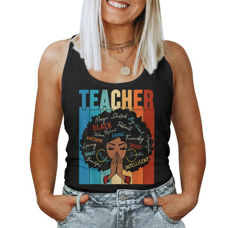 Vintage Afro Black History Month African American Teacher  V4 Women Tank Top Basic Casual Daily Weekend Graphic