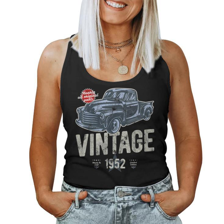 Vintage Born 1952 70Th Birthday Classic Pick Up Truck Women Tank Top