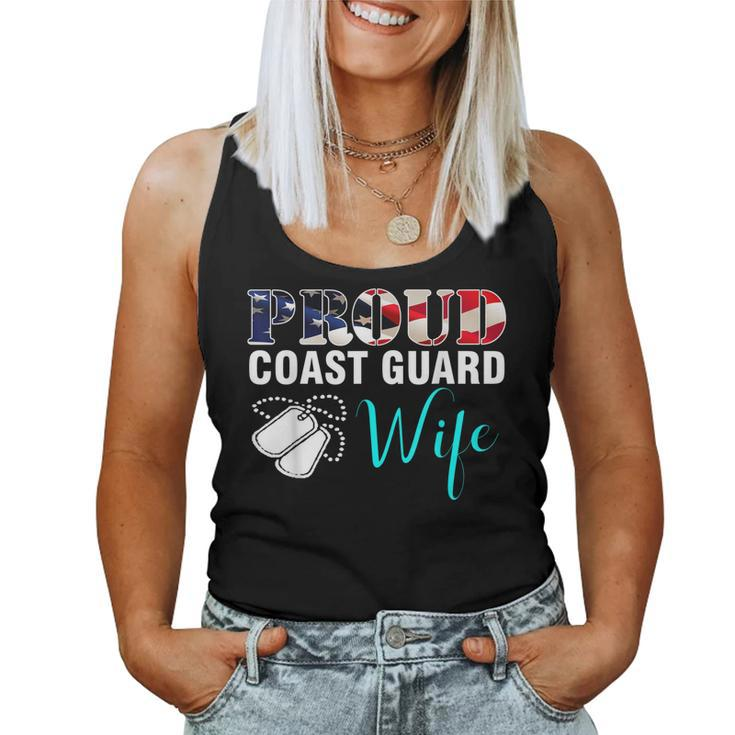 Vintage Proud Coast Guard Wife With American Flag Gift  Women Tank Top Basic Casual Daily Weekend Graphic