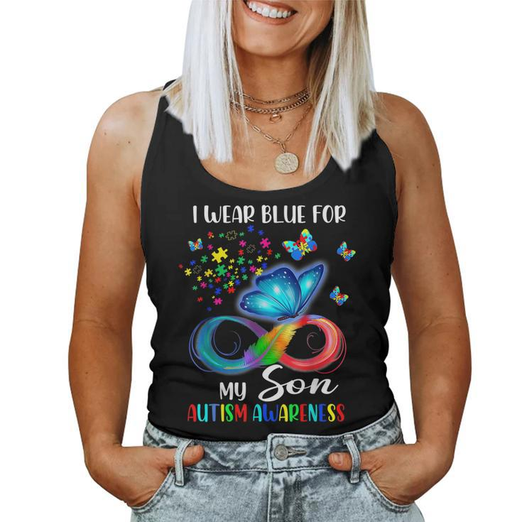 I Wear Blue For My Son Autism Awareness Mom Dad Women Tank Top
