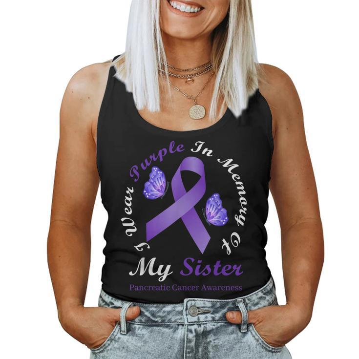 I Wear Purple In Memory Of My Sister Pancreatic Cancer Women Tank Top