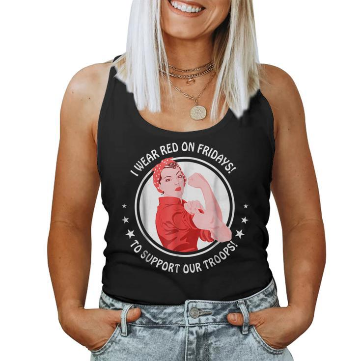 I Wear Red On Fridays T Shirt For Military Women Mom Wife Women Tank Top