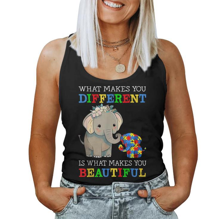 What Makes You Different Elephant Mom Autism Awareness  Women Tank Top Basic Casual Daily Weekend Graphic