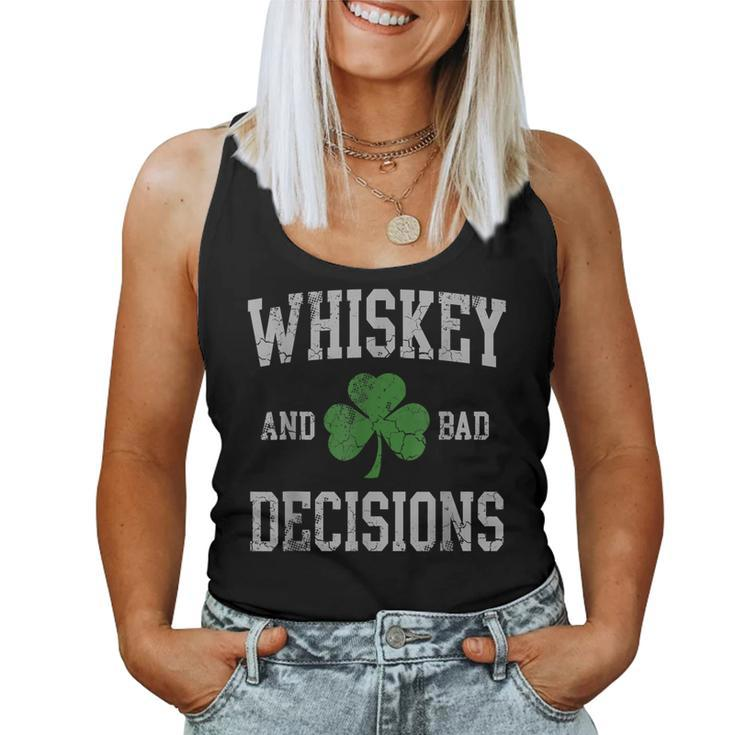 Whiskey And Bad Decisions Irish St Patricks Day Men Women  Women Tank Top Basic Casual Daily Weekend Graphic