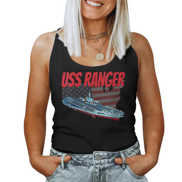 Womens Aircraft Carrier Uss Ranger Cv-61 For Grandpa Dad Son  Women Tank Top Basic Casual Daily Weekend Graphic