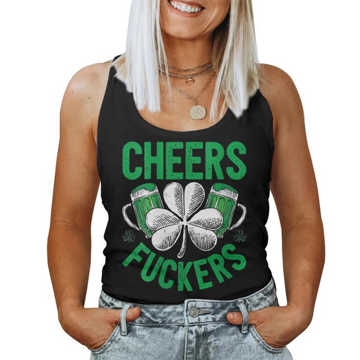 Womens Cheers Fuckers T  St Patricks Day Men Drinking Beer   Women Tank Top Basic Casual Daily Weekend Graphic