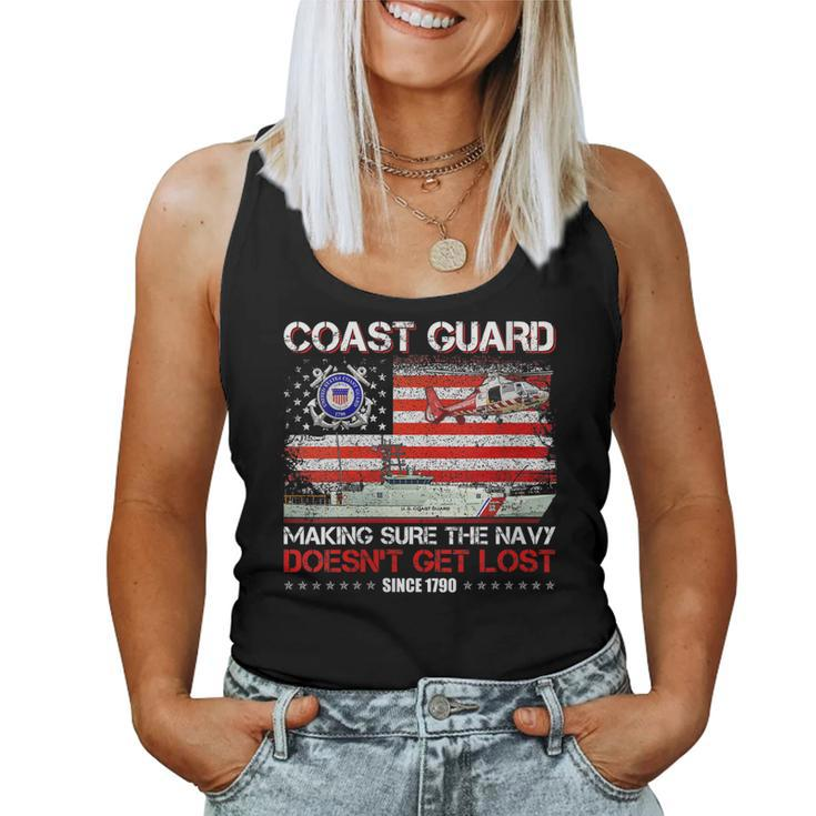 Womens Coast Guard Veteran  Uscg American Flag Veterans Day  Women Tank Top Basic Casual Daily Weekend Graphic