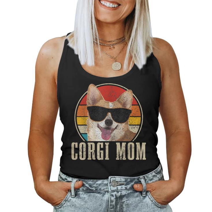 Womens Corgis Mom Vintage Sunglasses Funny Corgis Dog Owner  Women Tank Top Basic Casual Daily Weekend Graphic