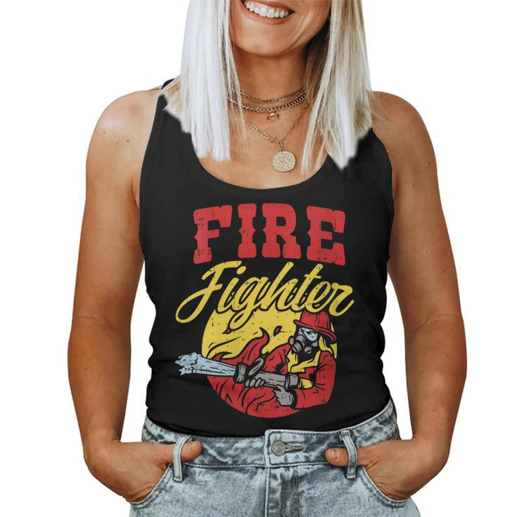 Womens Fire Fighter With Water Hose Fighting The Fire Gift  Women Tank Top Basic Casual Daily Weekend Graphic