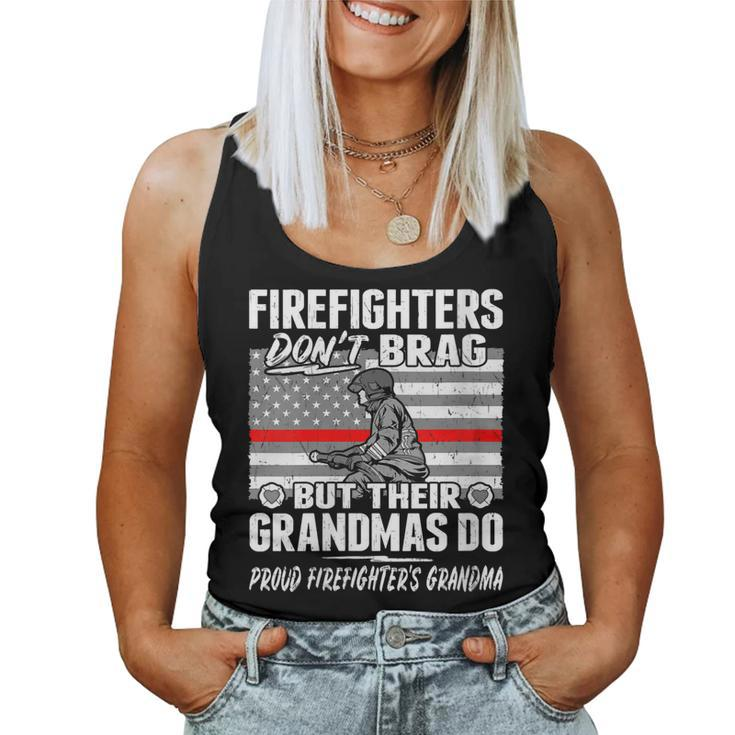 Womens Firefighters Dont Brag Proud Firefighter Grandma Funny Gift  Women Tank Top Basic Casual Daily Weekend Graphic