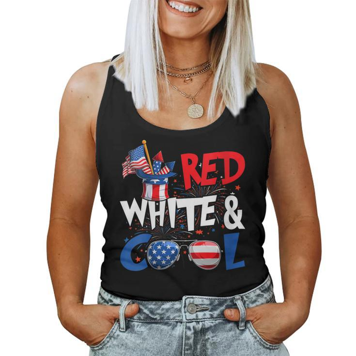 Womens Funny 4Th Of July Red White And Cool Sunglasses Usa Flag  Women Tank Top Basic Casual Daily Weekend Graphic