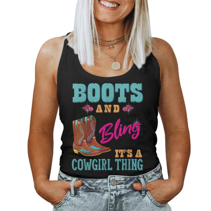 Womens Girls Boots & Bling Its A Cowgirl Thing Cute Cowgirl  Women Tank Top Basic Casual Daily Weekend Graphic