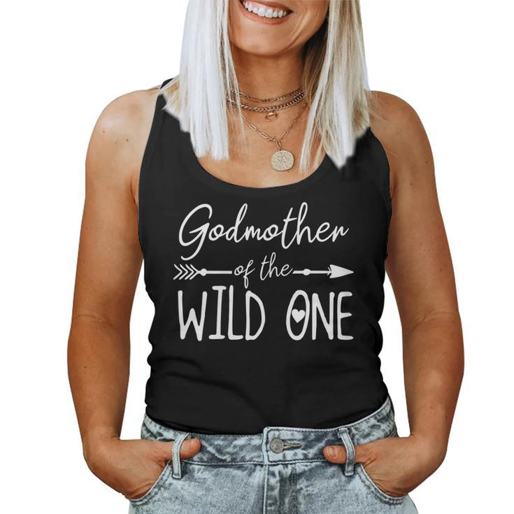 Womens Godmother Of The Wild One | 1St Birthday First Thing Family  Women Tank Top Basic Casual Daily Weekend Graphic