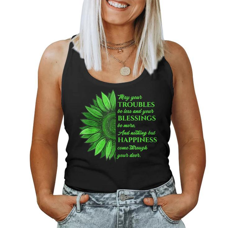 Womens Irish Blessing In Green Sunflower St Patricks Day  Women Tank Top Basic Casual Daily Weekend Graphic