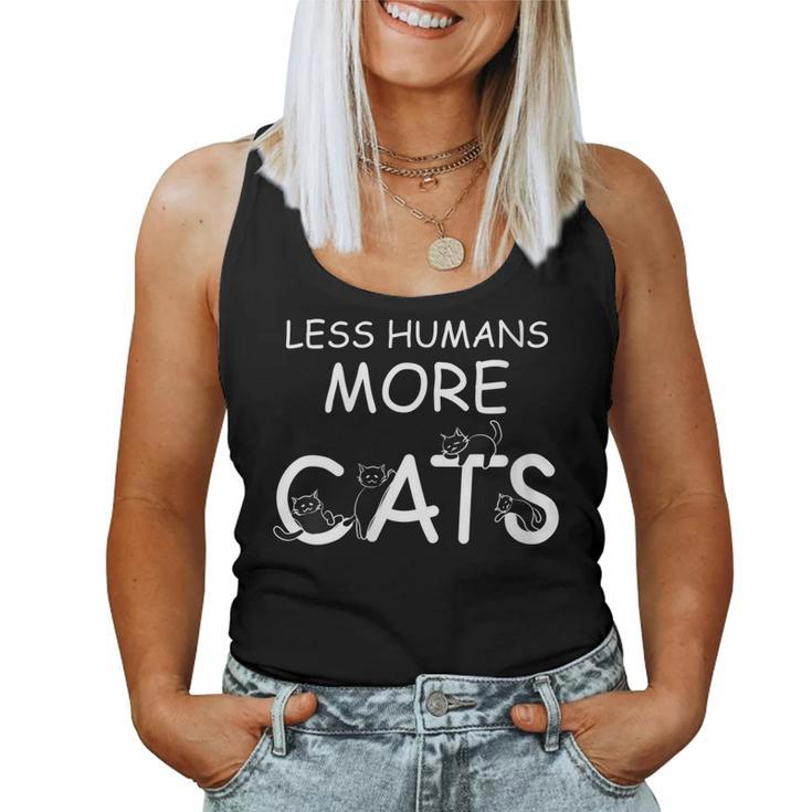 Womens Less Humans More Cats  Women Tank Top Basic Casual Daily Weekend Graphic
