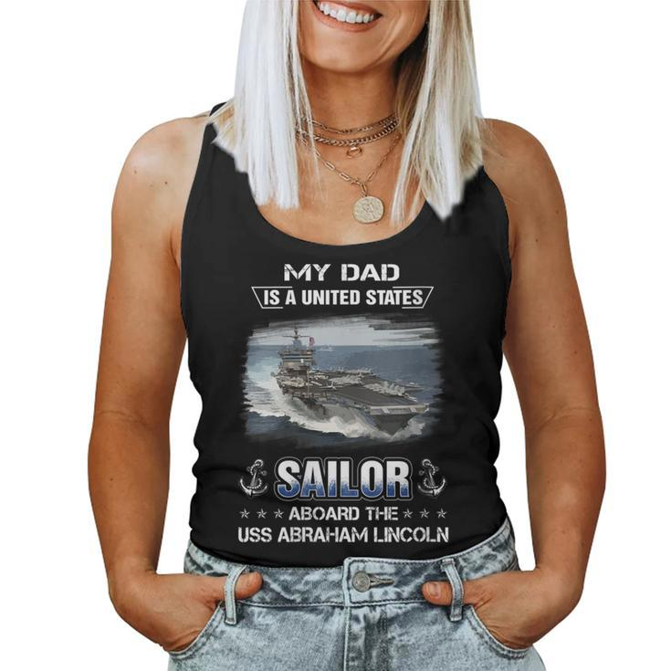 Womens My Dad Is A Sailor Aboard The Uss Abraham Lincoln Cvn 72  Women Tank Top Basic Casual Daily Weekend Graphic