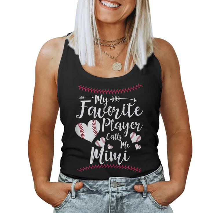 Womens My Favorite Player Calls Me Mimi Baseball Heart  Women Tank Top Basic Casual Daily Weekend Graphic