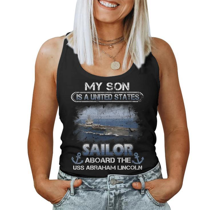 Womens My Son Is A Sailor Aboard The Uss Abraham Lincoln Sailor  Women Tank Top Basic Casual Daily Weekend Graphic