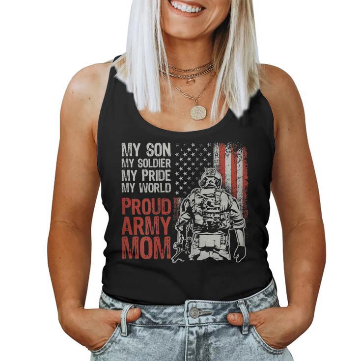 Womens My Son My Soldier Hero Proud Army Mom Us Military Mother Women Tank Top Basic Casual Daily Weekend Graphic