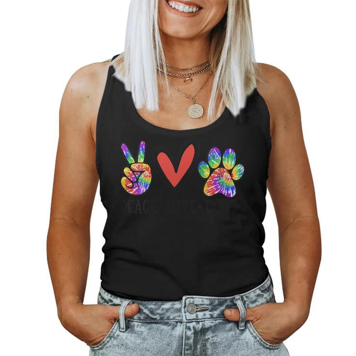 Womens Peace Love Dogs Paws Tie Dye Rainbow Animal Rescue Womens  Women Tank Top Basic Casual Daily Weekend Graphic