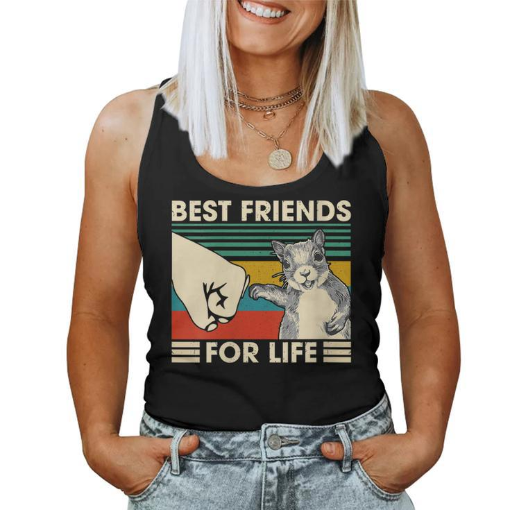 Womens Retro Vintage Squirrel Best Friend For Life Fist Bump  Women Tank Top Basic Casual Daily Weekend Graphic